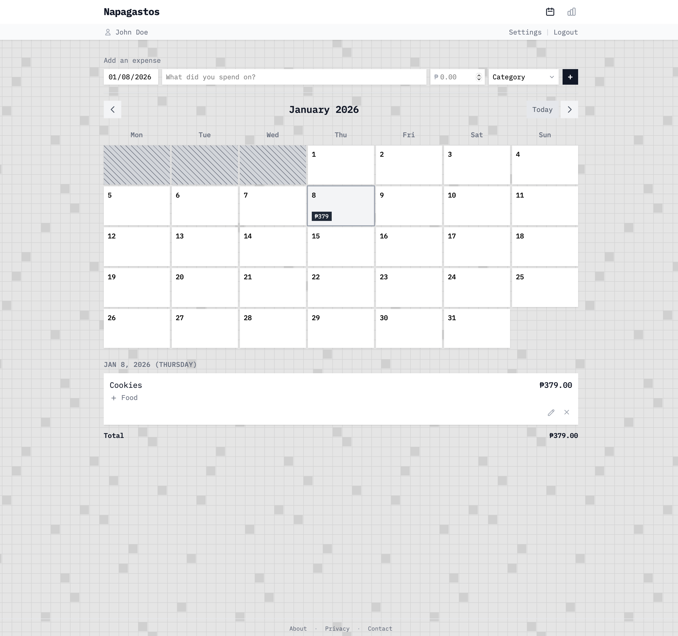 Napagastos desktop view